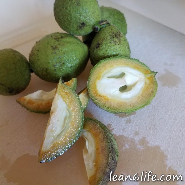 The insides of immature black walnuts
