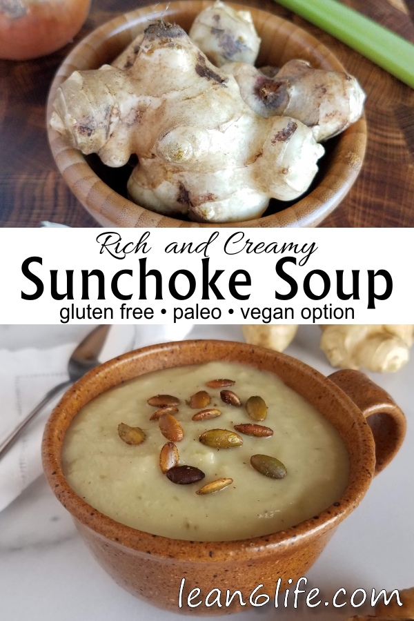 Rich and Creamy Sunchoke Soup from Lean6Life.com - gluten free, paleo, and vegan-friendly!