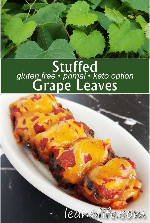 A delicious healthy dish using wild grape leaves - gluten free and primal, with a low-carb keto option