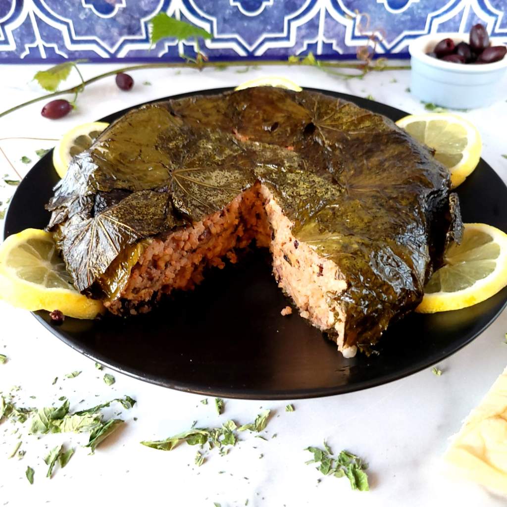 Rice Pie Baked in Grape Leaves