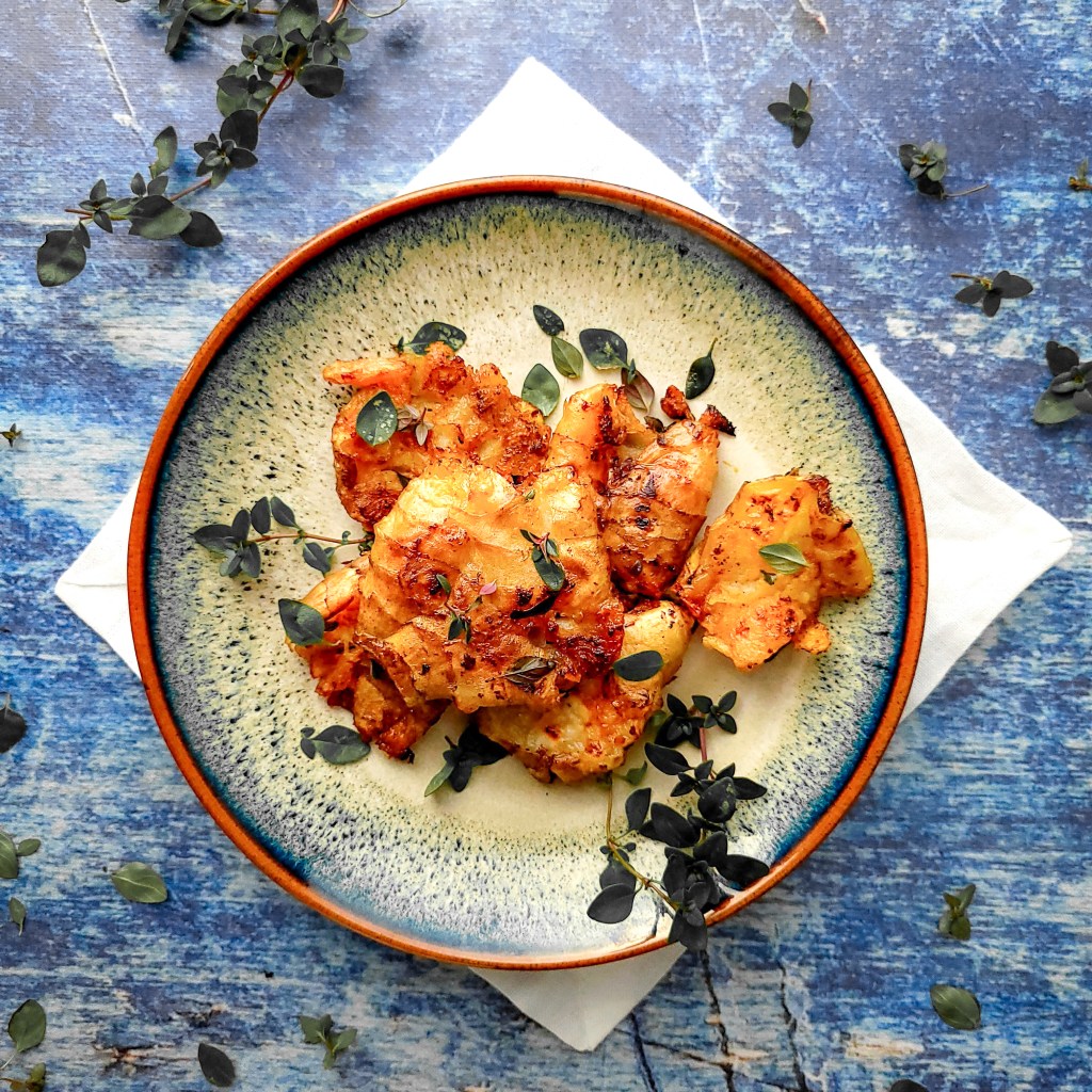 Smashed sunchokes with thyme and butter