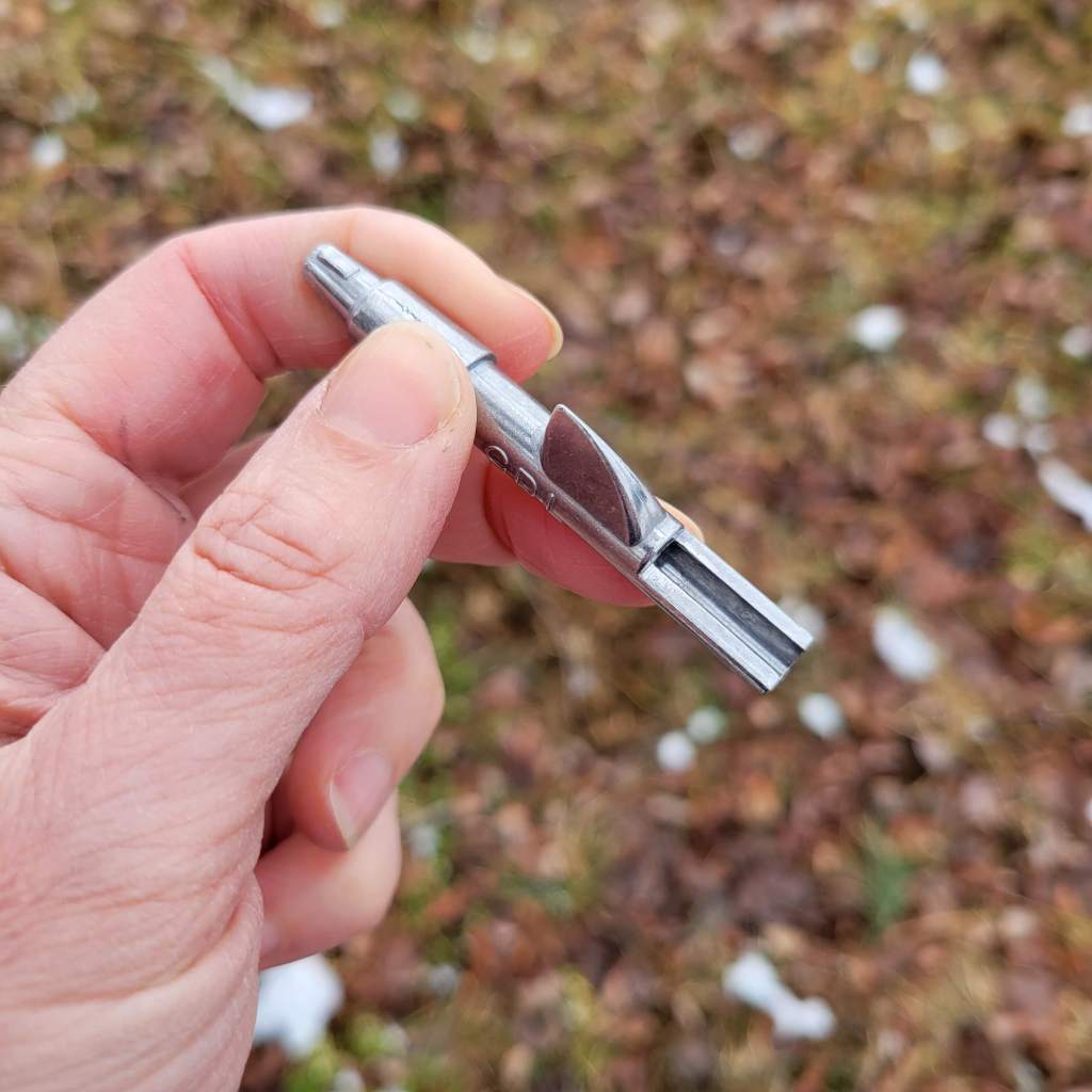 A metal spile for tapping trees