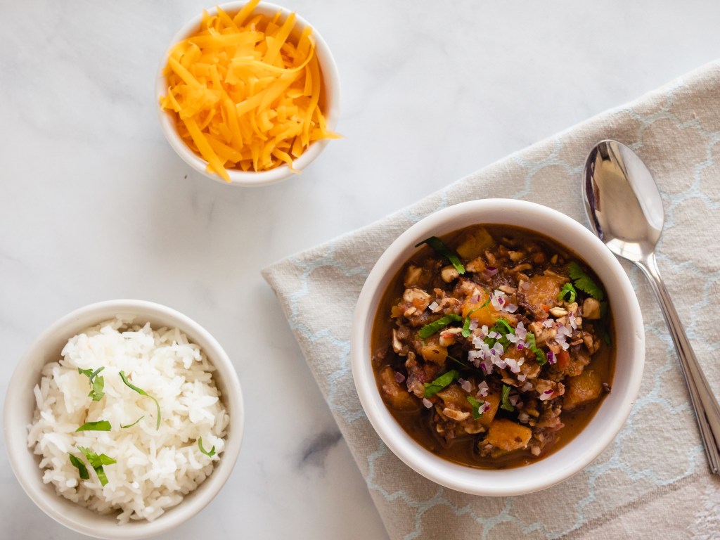 Black walnut chili with butternut squash