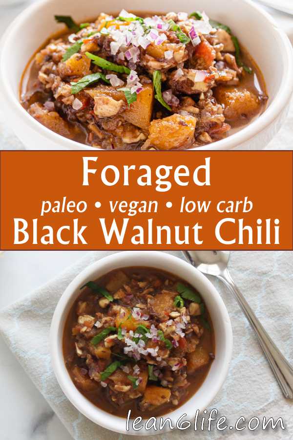 Foraged black walnut chili with butternut squash - paleo, vegan and low-carb!
